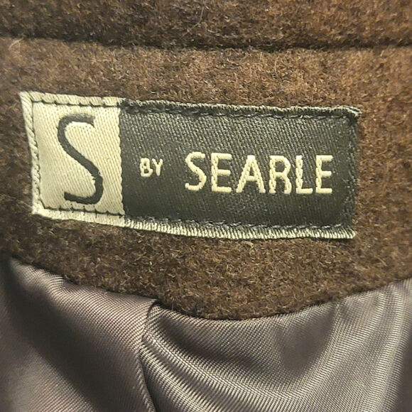 Searle Wool Mohair Double Breasted Wide Collar Brown A Line Coat Size 2 - Picture 14 of 16
